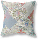 18" Red White Boho Floral Indoor Outdoor Throw Pillow