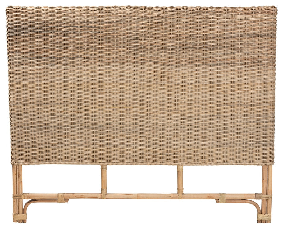 Modern Bohemian Natural Rattan Queen Size Standalone Headboard