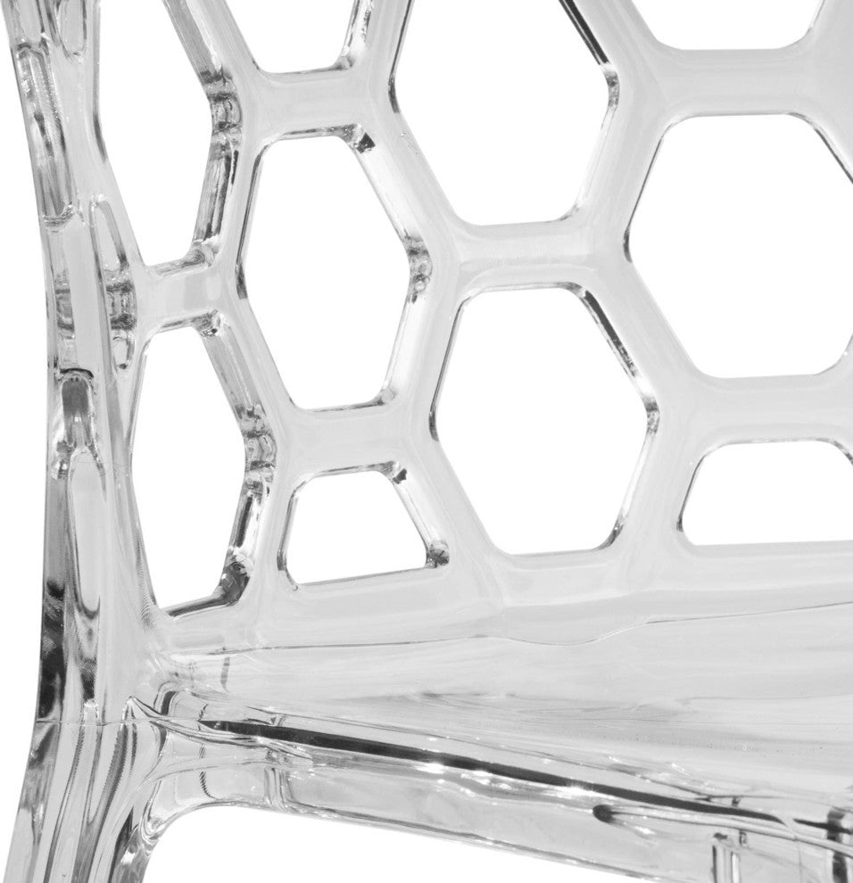 Leisuremod Dynamic HoneyComb Design Dining Chair, Clear