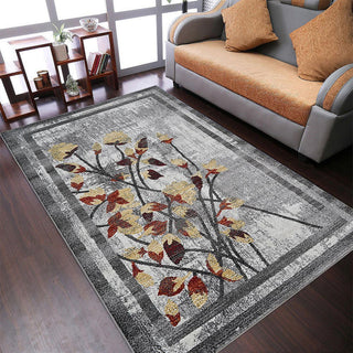MACHINE MADE HEATSET POLYPROPYLENE AREA RUGS -Silver Color,Floral Design