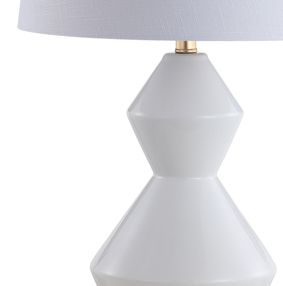 Alba 29" Geometric Ceramic and Metal LED Table Lamp, Gray