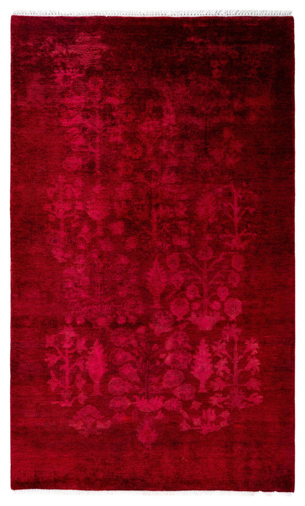 Overdyed One-of-a-Kind Hand-Knotted Area Rug Red, 3' 1" x 5' 0"
