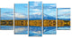 Ancient Volcano and Lake Panorama, Landscape Canvas Wall Art, 60"x32", 5 Panels