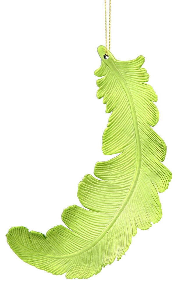 Matte Feather Shatterproof Christmas Ornaments, Green Kiwi, Set of 6
