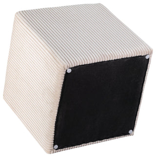 Roy Microsuede Fabric Upholsetered Ottoman/Stool, Beige, Square