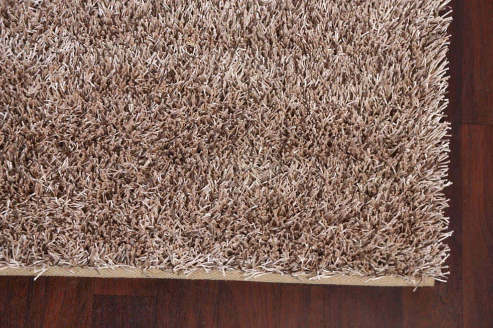 Champagne Plush Shaggy Oriental Area Rug Hand-tufted Carpet 5x7