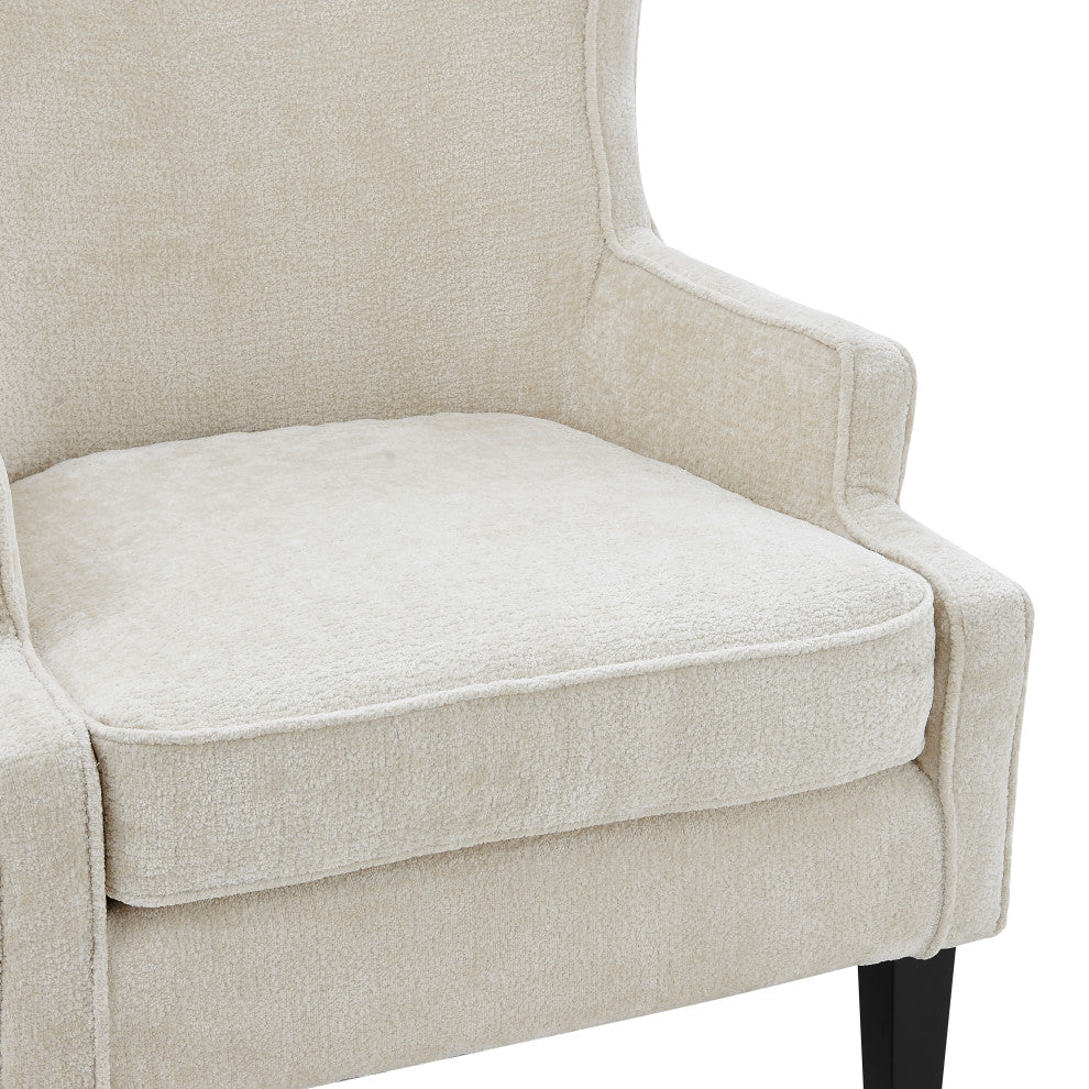 Clementine KD Fabric Wing Accent Arm Chair, Cream