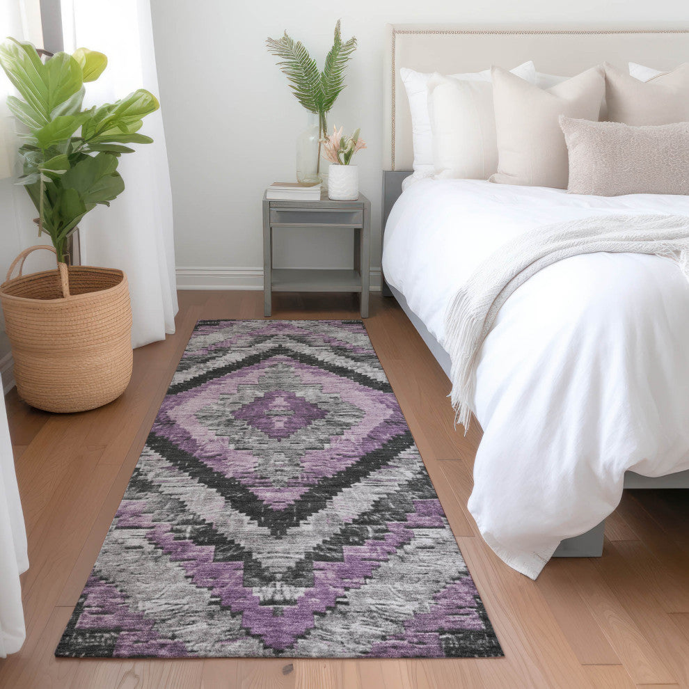 Machine Washable Indoor/Outdoor Chantille ACN1890 Violet 2'3" x 7'6" Runner Rug