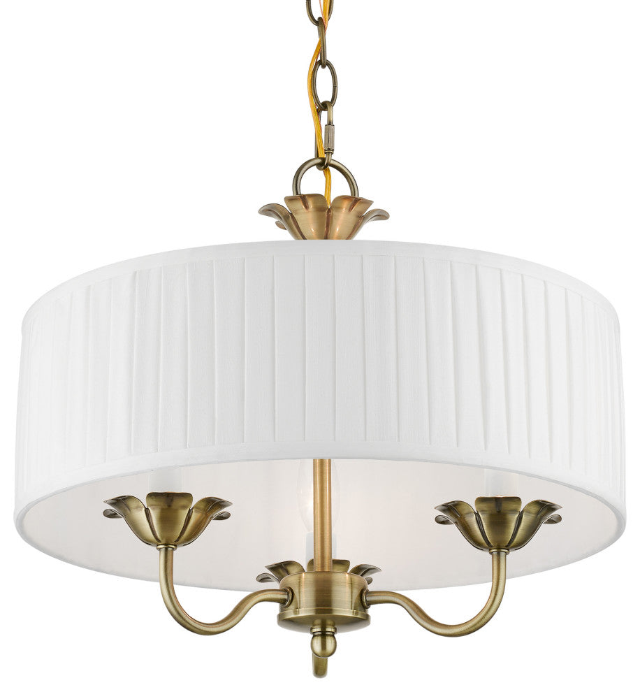 Livex Lighting 3 Light Antique Brass Pendant Chandelier