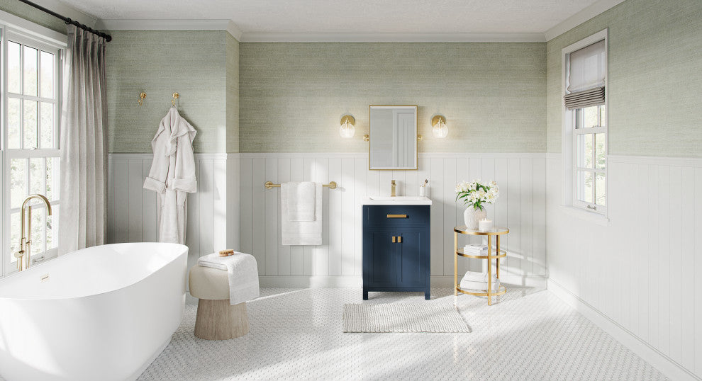 The Savoy Bathroom Vanity, Monarch Blue, 24", Single, Without Mirror, Freestanding