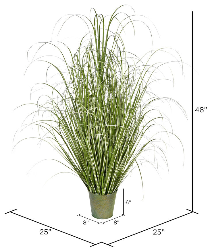 48" Native Green Grass In Iron Pot