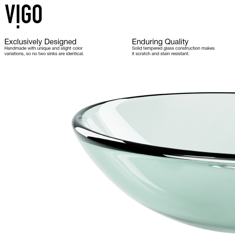 Giovanni 17"L x 17"W Glass Vessel Sink and Niko 11"H Faucet Set