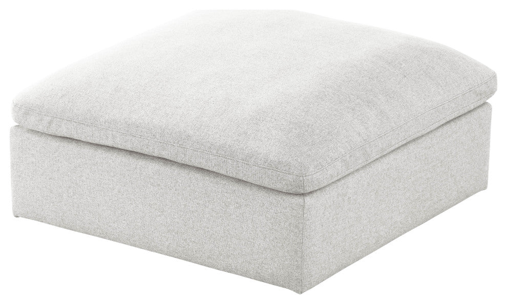 Serene Linen Textured Fabric Deluxe Comfort Modular Ottoman, Cream
