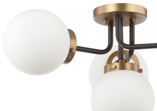 4 - Litght Semi-Flush Sputnik Ceiling Light in Aged Brass & Matte Black