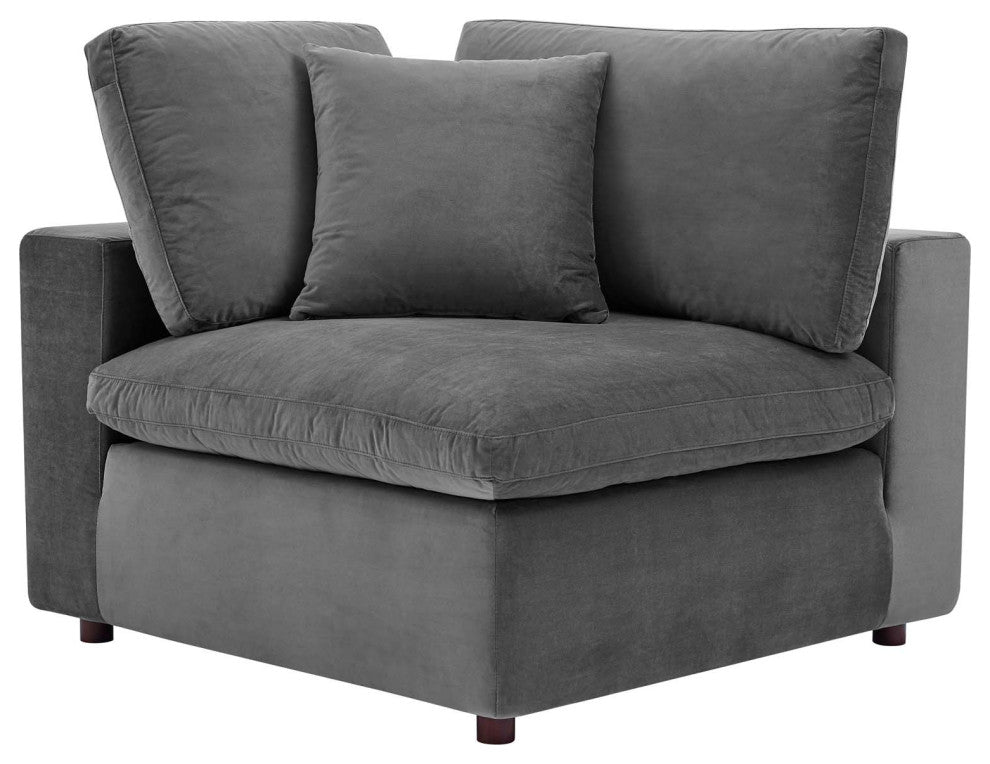 Sectional Sofa Set, Velvet, Gray, Modern, Living Lounge Hotel Hospitality