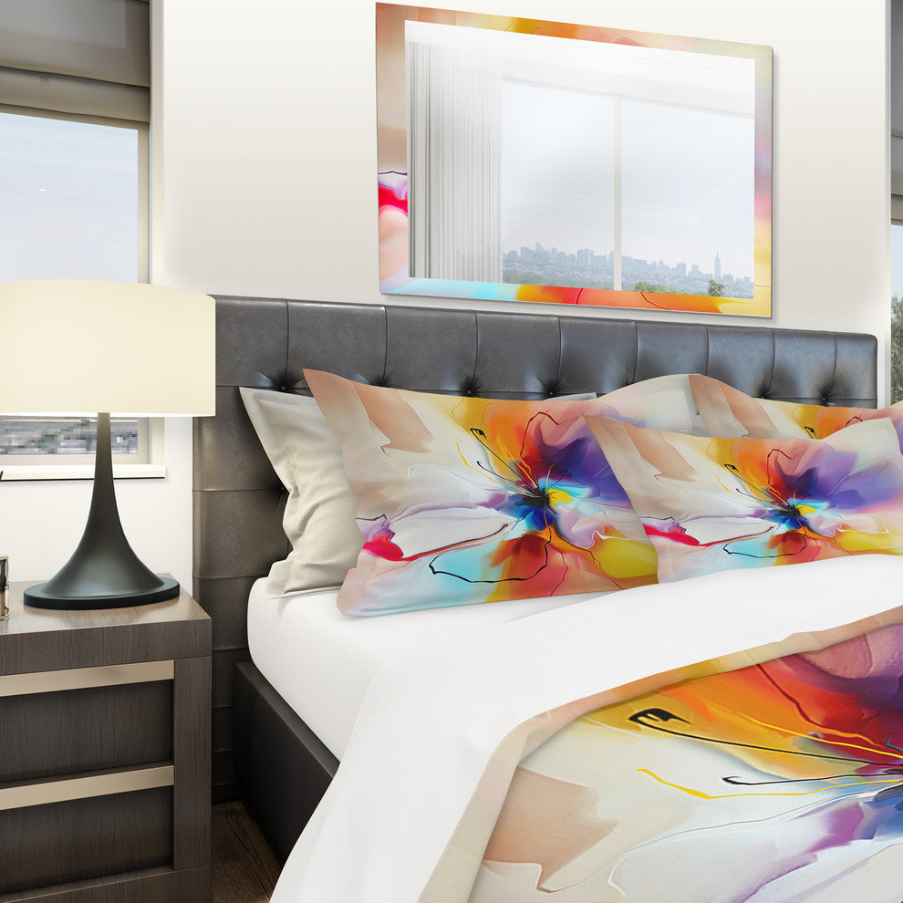 Creative Flower in Multiple Colors Modern Duvet Cover, King