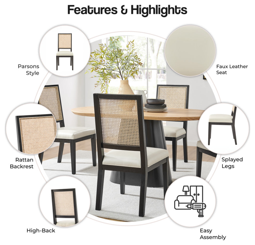 Dover PU Dining Side Chair (Set of 2), Borneo Bone
