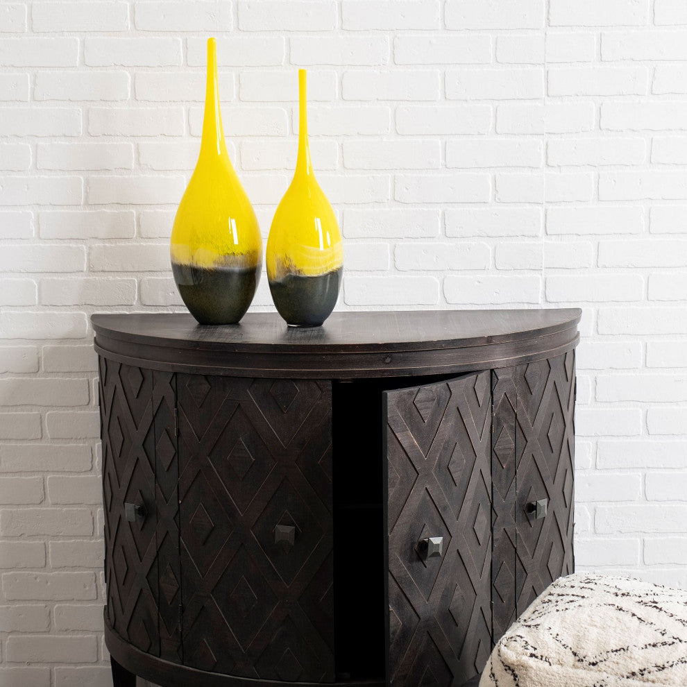 Jasse Yellow And Gray Glass Vase, Large