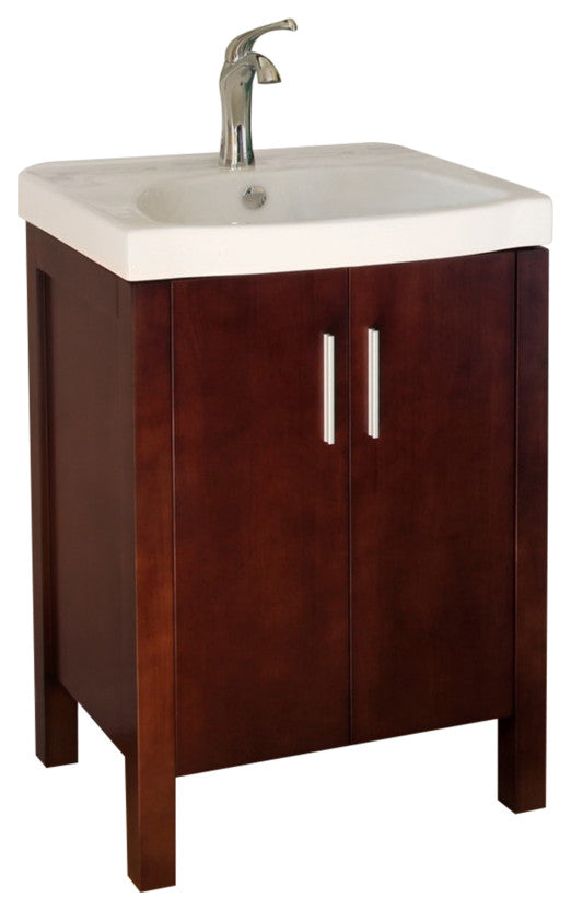 23.8" Single Sink Vanity-Wood-Dark Walnut