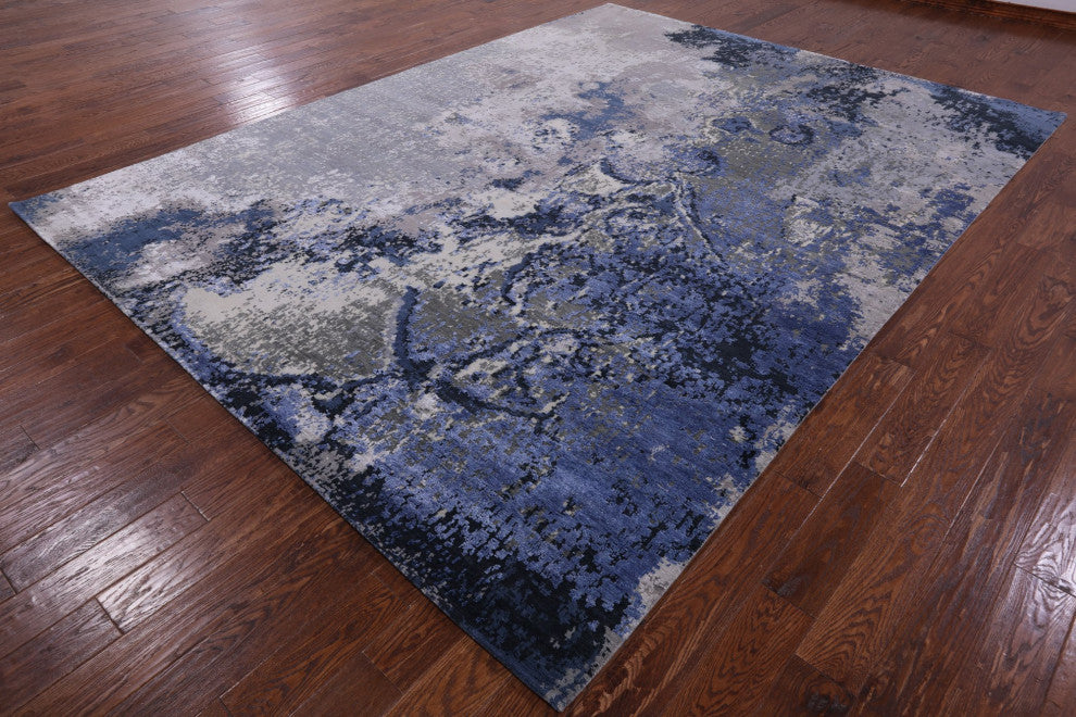 Abstract Wool and Silk Handmade Rug 8' 11" X 12' 0" Q9032
