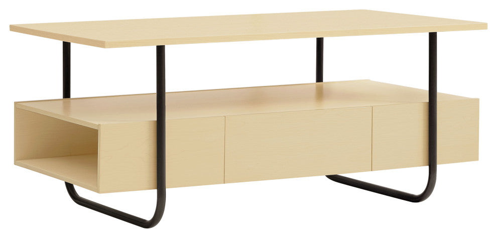 Rivo 33.50" Light Maple Rectangle Coffee Table With Drawer