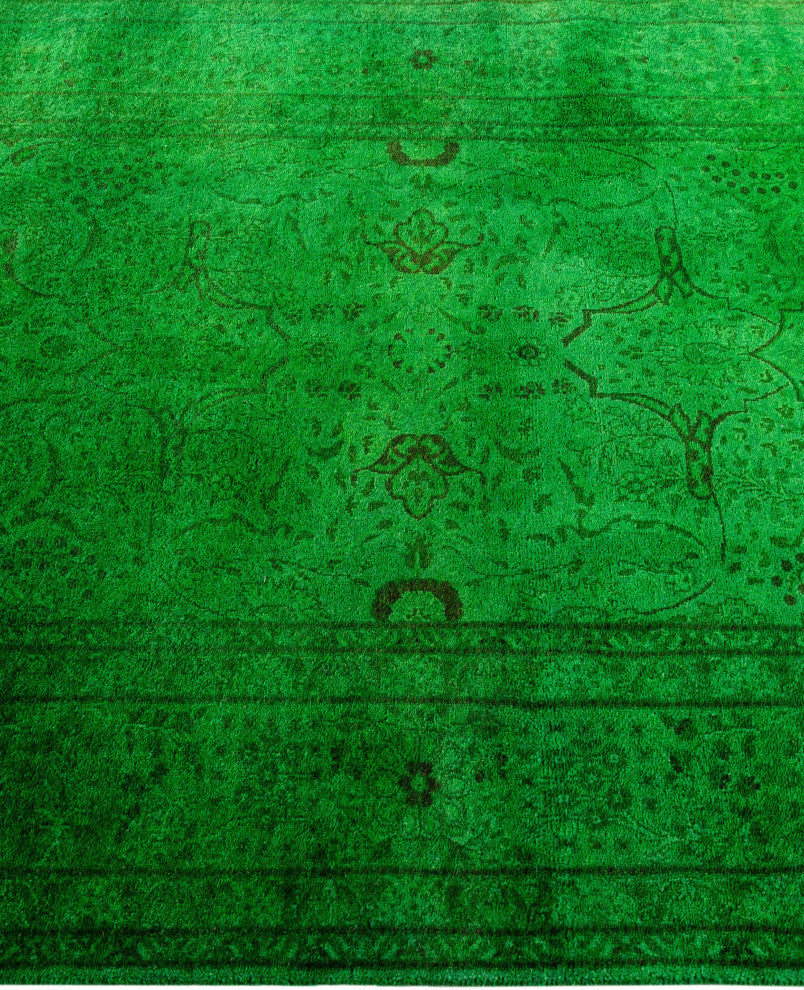 Overdyed One-of-a-Kind Hand-Knotted Area Rug Green, 3' 3" x 5' 3"