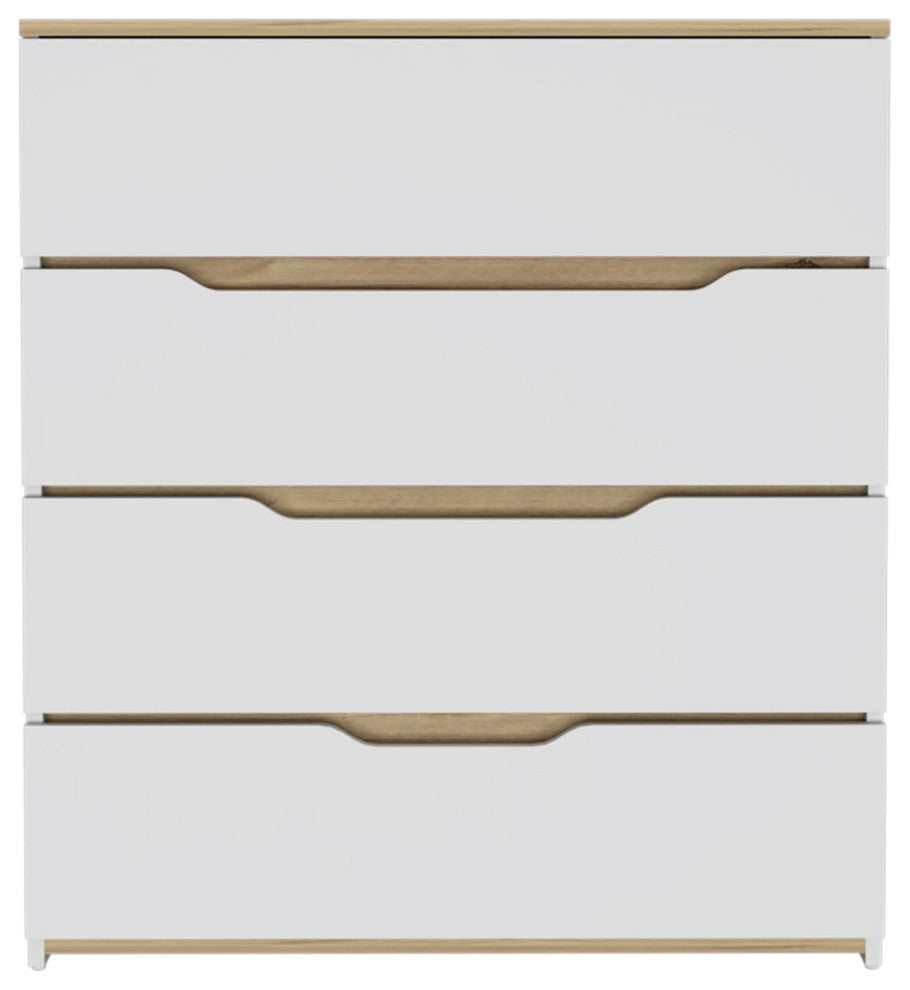 31" Brown and White Four Drawer Standard Chest