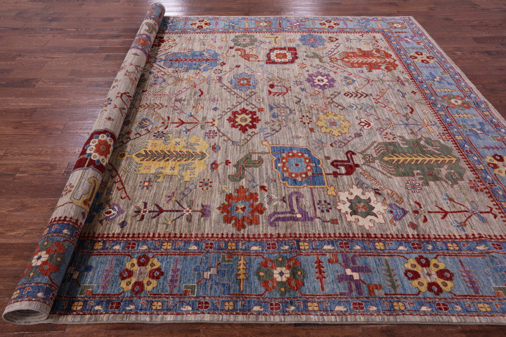 Turkish Oushak Handmade Wool Rug 9' 6" X 13' 7" - Q12642