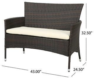 GDF Studio 4-Piece Olivera Outdoor Multi-Brown Wicker Chat With Cushions Set