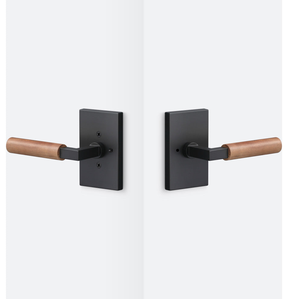 Levanto Privacy Rosette, Flat Black, Walnut Grip
