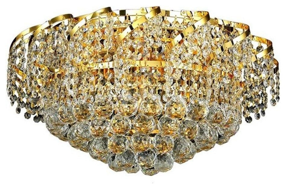 Elegant Belenus Flush Mount, Gold Finish With Royal Cut Crystal
