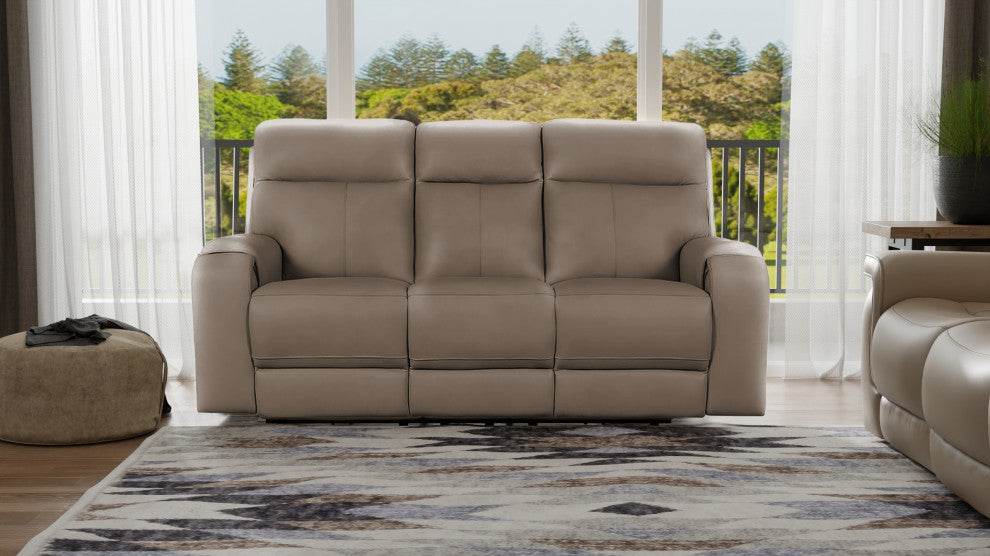 Bandera Dual Power Zero Gravity Leather Sofa, Putty