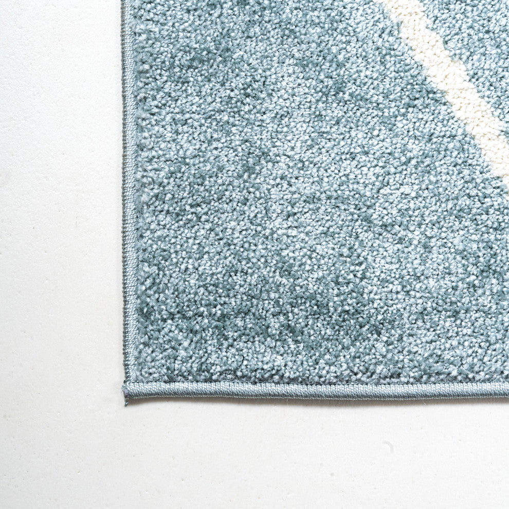Cole Minimalist Diamond Trellis Light Blue/White 2 ft. x 10 ft. Runner Rug