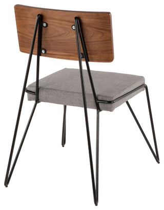 Lumisource Loft Chair, Black Metal With Gray and Walnut Wood Accent, Set of 2