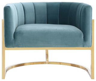 TOV Furniture Magnolia Sea Blue Chair with Gold Base