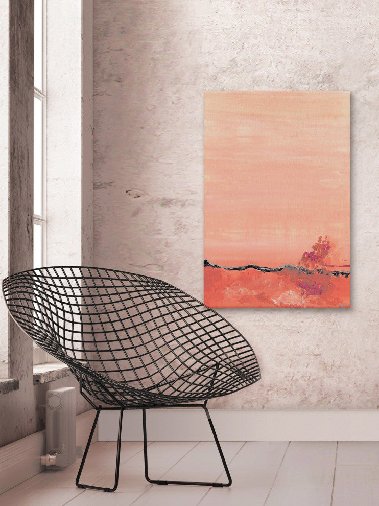"Apricot Wave" Painting Print on Wrapped Canvas, 40"x60"