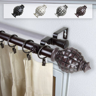 Nova 1" Double Curtain Rod, Mahogany, 120-170"
