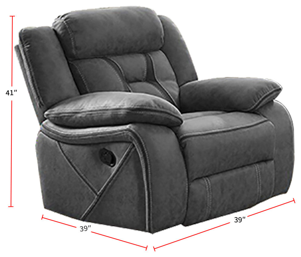 Pillow Top Arm Upholstered Motion Recliner, Gray