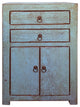 Distressed Marks Gray Blue 2 Drawers End Table Nightstand