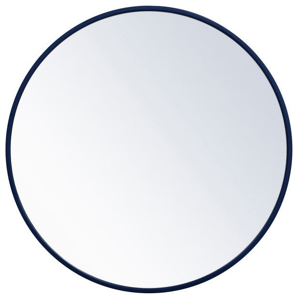 Elegant Decor MR4031BL Metal Frame Round Mirror, 24" Blue