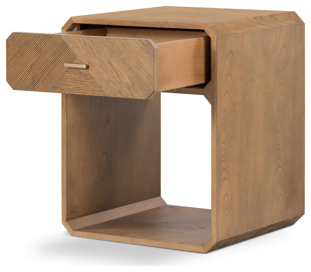 Caspian Nightstand-Natural Ash Veneer