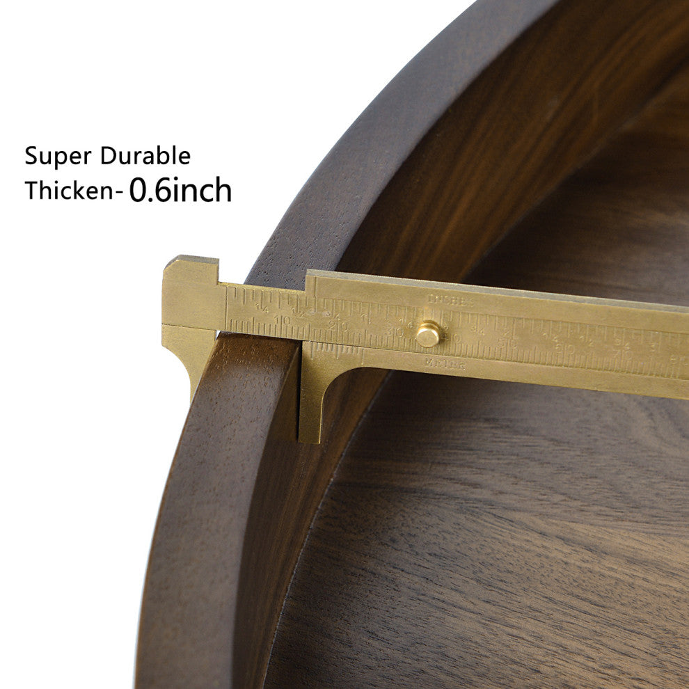 Round Black Walnut Solid Wood Tray Ottoman Tray, 20inch