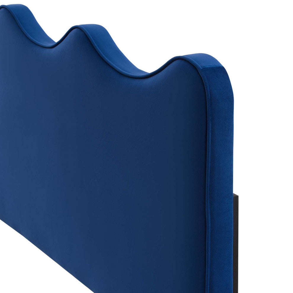 Headboard, King Size, Velvet, Blue Navy, Modern Contemporary, Bedroom Master