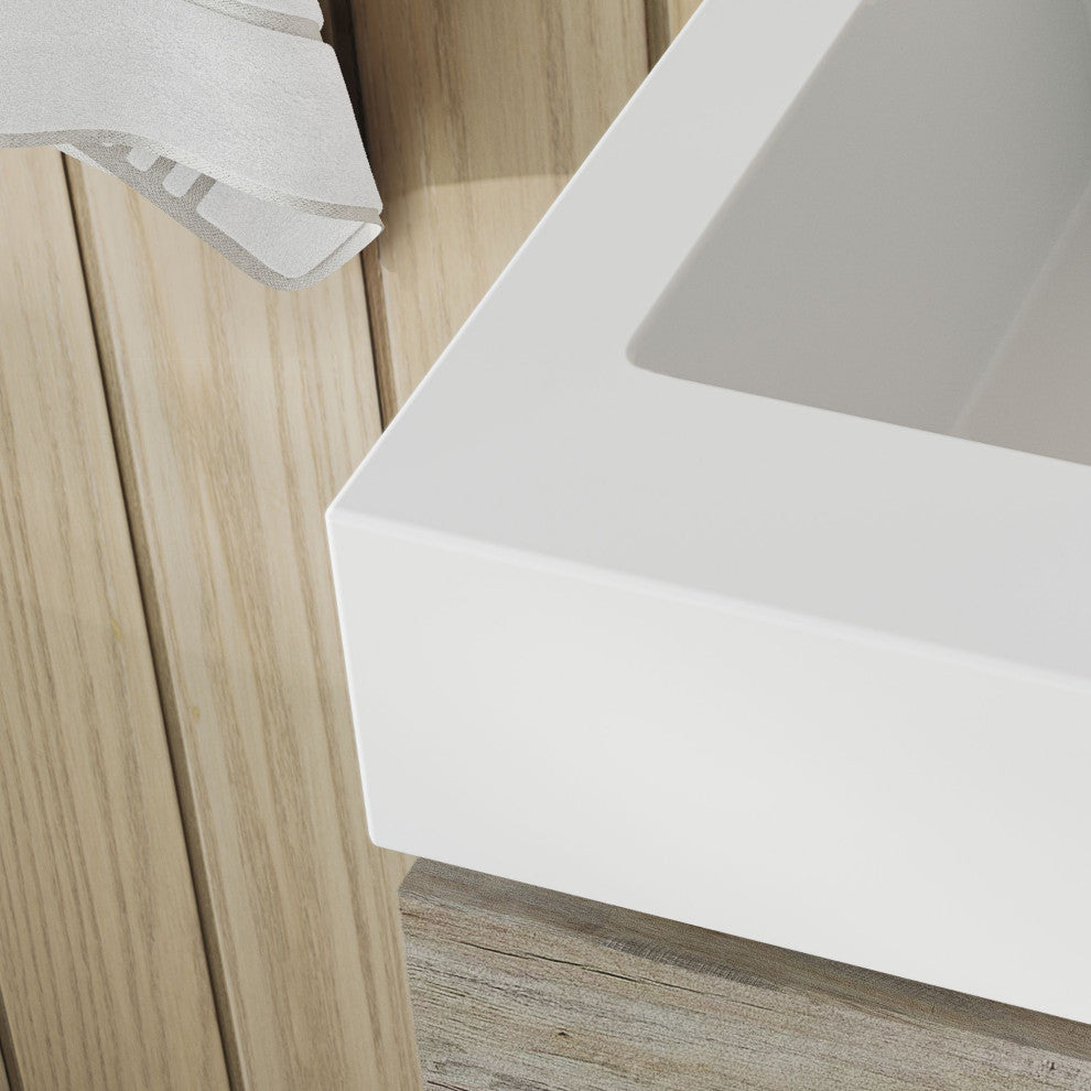 Boutique Bath Vanity, Natural Wood, 24", Single Sink, Wall Mount