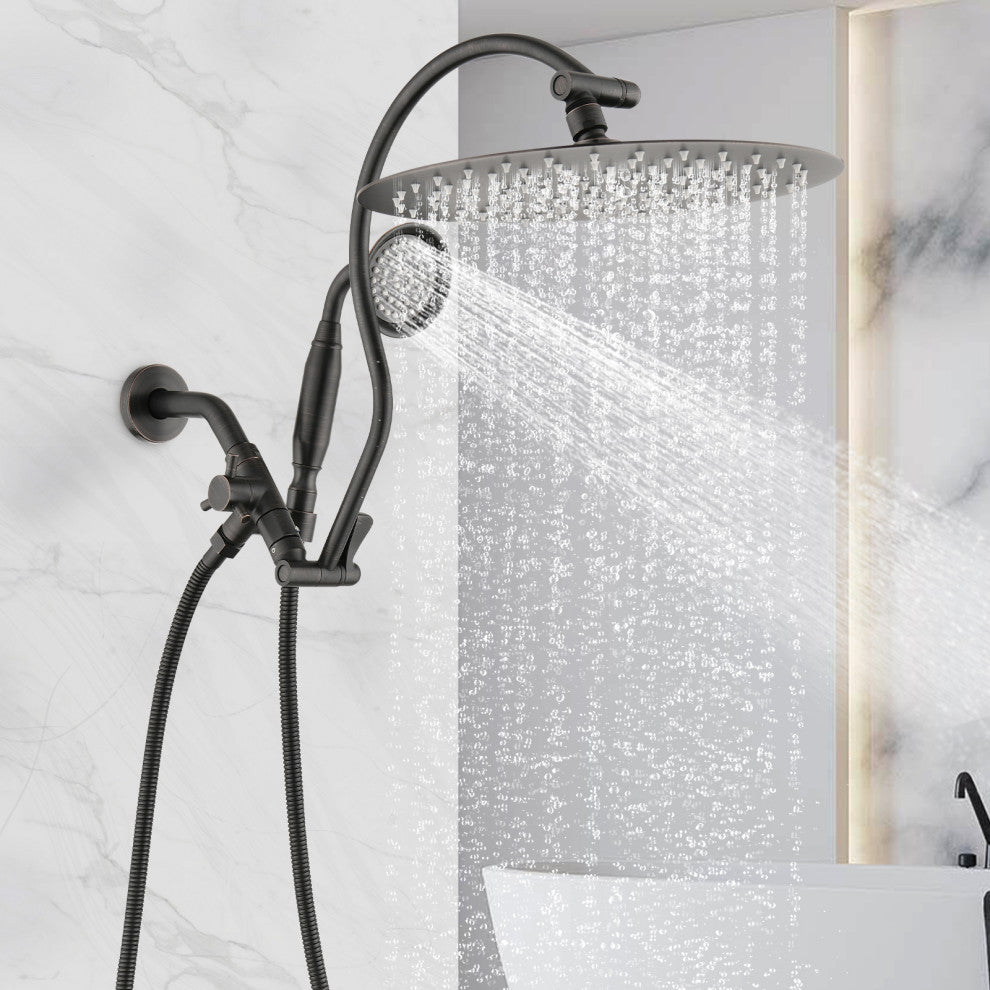 12'' Rainfall Shower Head Set with Upgraded Adjustable Extension Arm , Oil-Rubbed Bronze