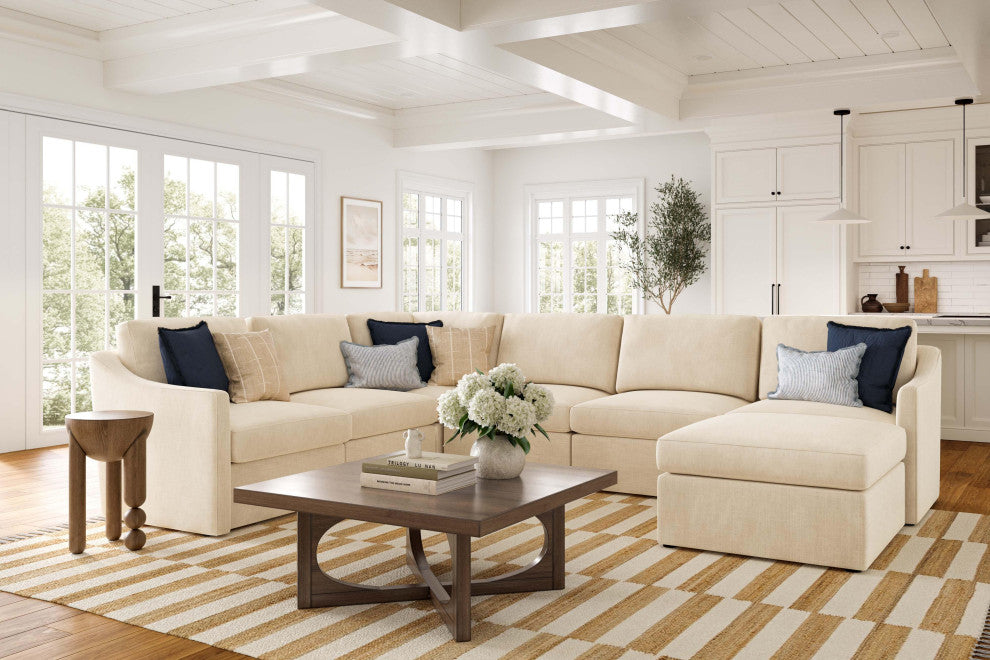 Aiden Beige Modular Large Chaise Sectional - Beige
