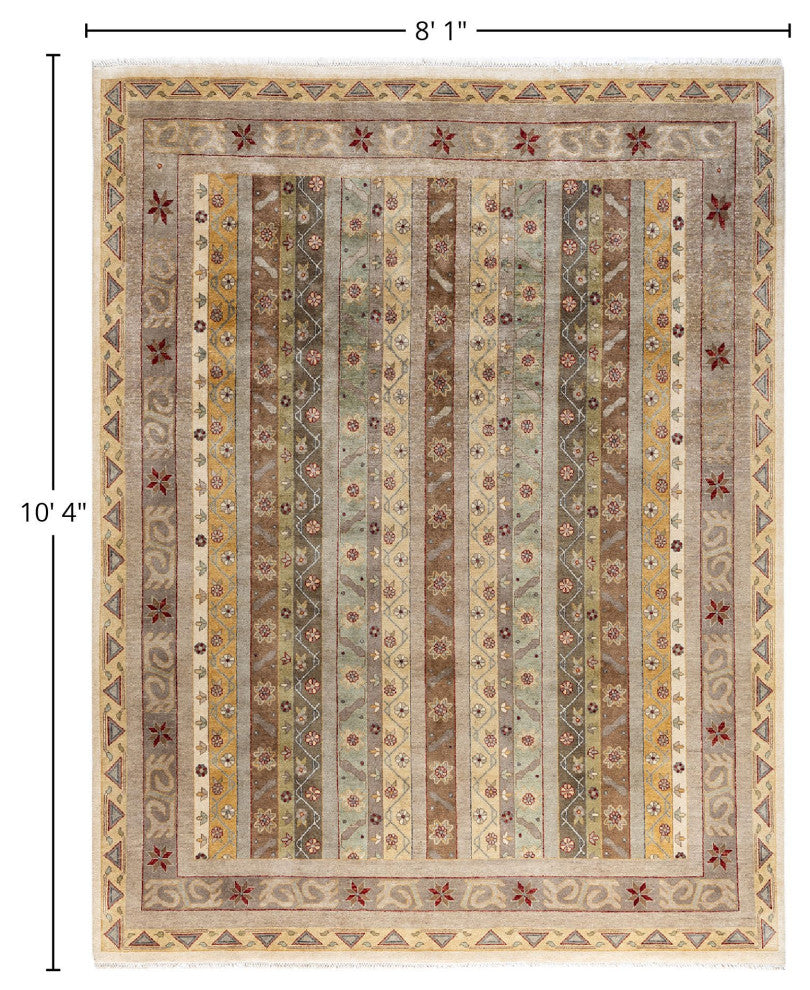 Ikat One-of-a-Kind Hand-Knotted Area Rug Beige, 8' 1" x 10' 4"