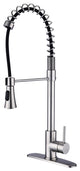 Single Handle Deck Mounted Spring Neck Pull Down Kitchen Faucet with Sprayer, Br