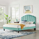 Platform Bed Frame, King Size, Blue, Velvet, Modern, Bedroom Master Guest Suite