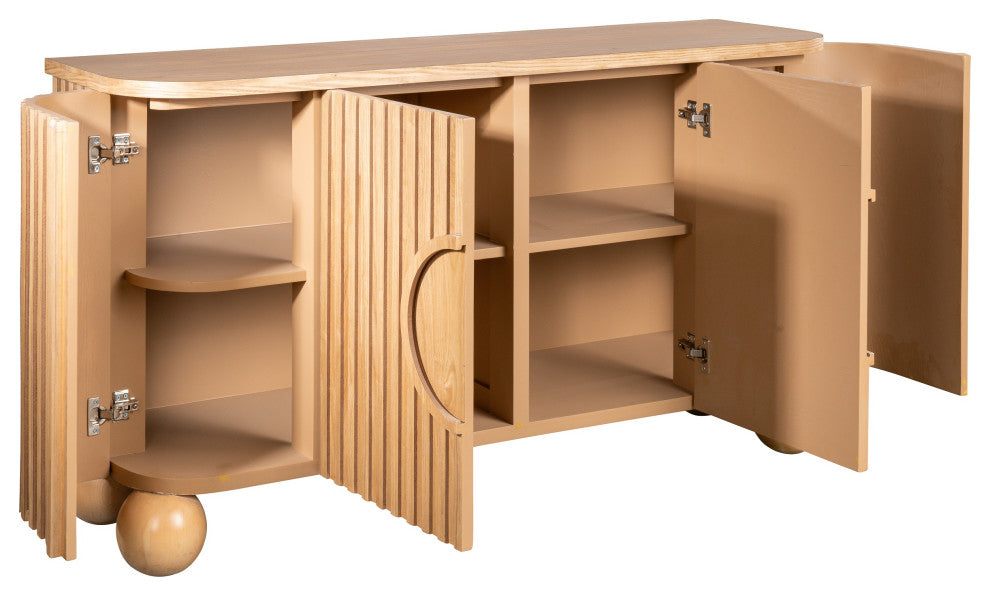 Lucca Fluted Sideboard Accent Cabinet With Ball Legs